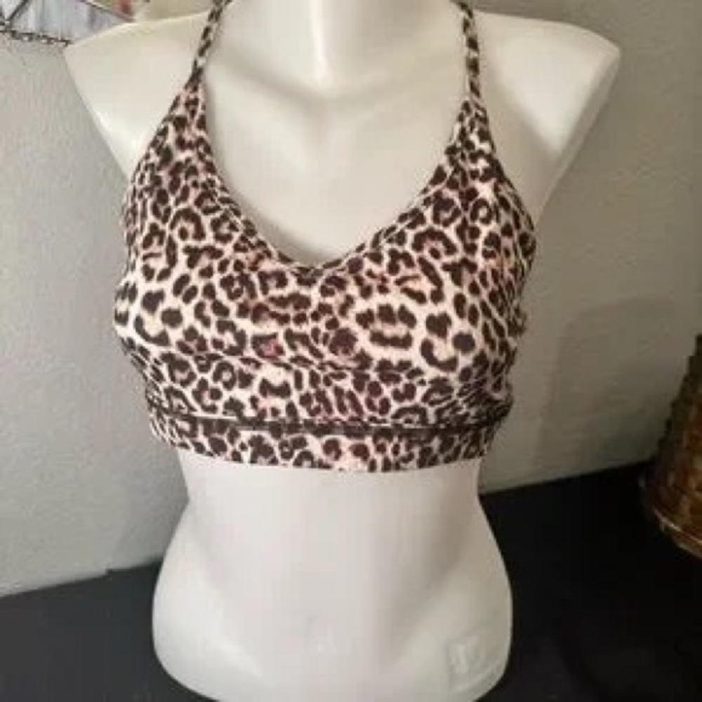 Zyia Active Leopard Print Sports Bra - Brown & Cream